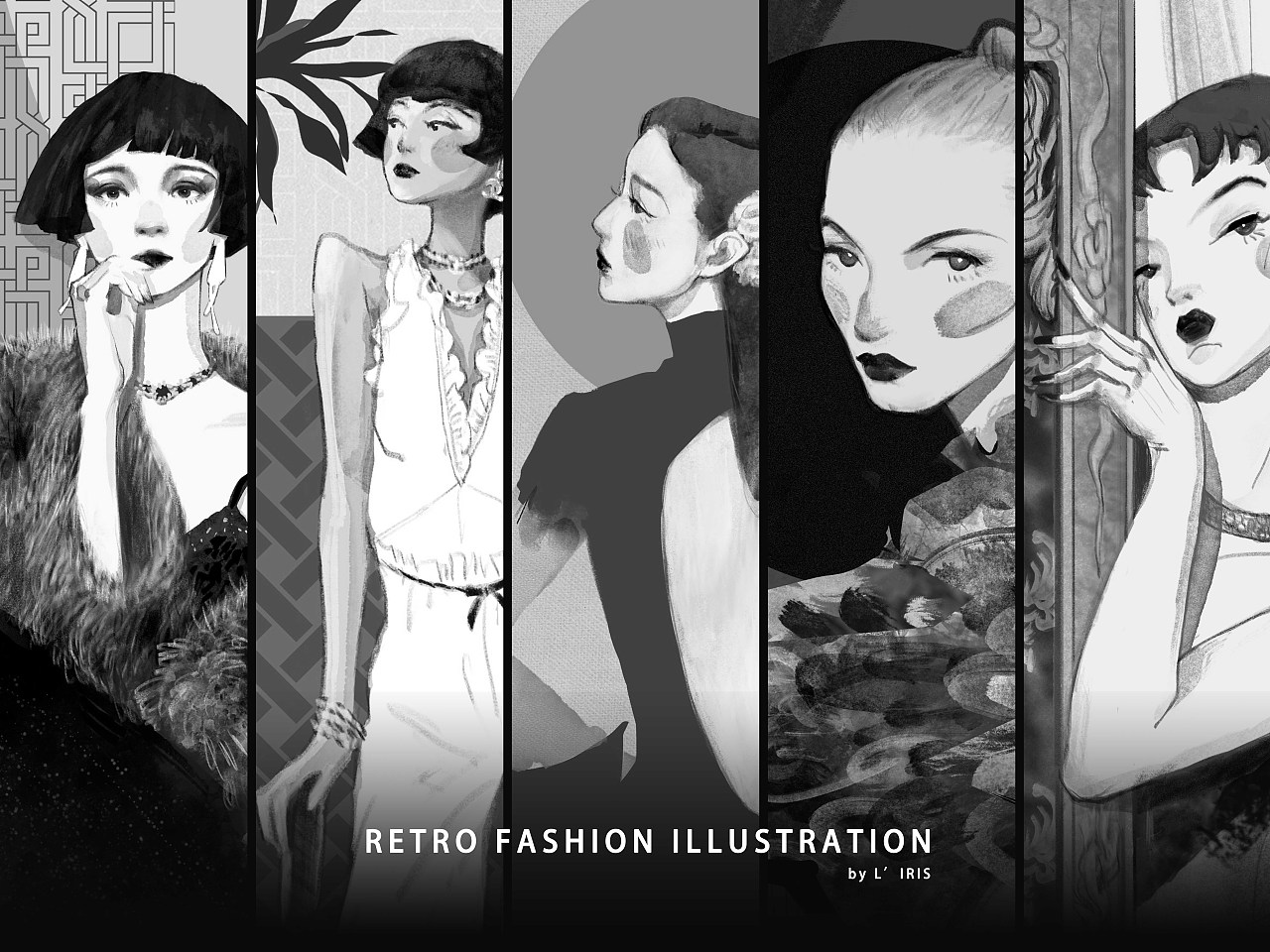 黑白复古时尚插画合集（图ZMzMxNTc4OTAw） - 商业插画 - 站酷设计师石榴LIRIS原创素材 - 站酷ZCOOL