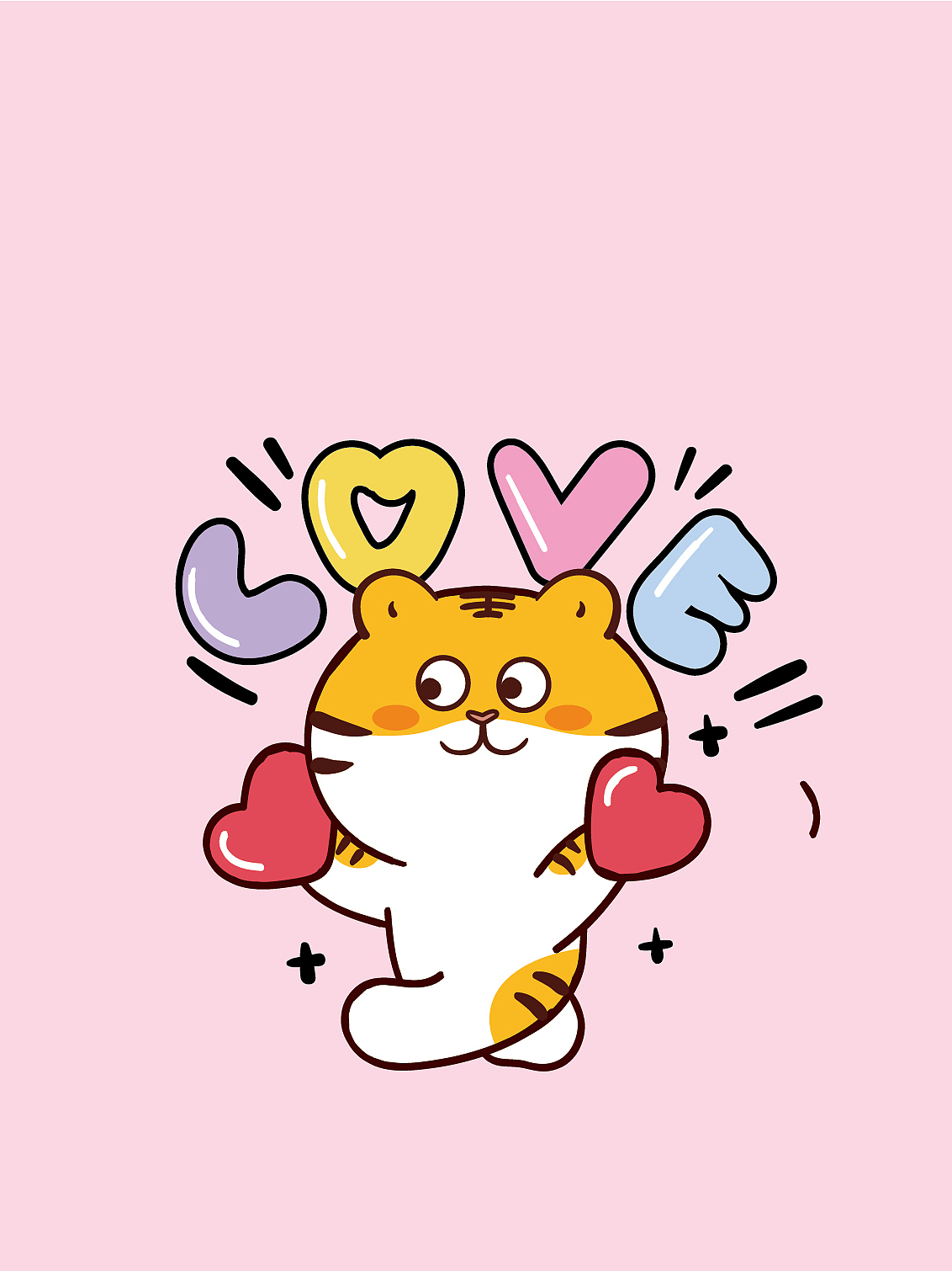 虎萌萌兔子表情包插画设计ip卡通形象滑板