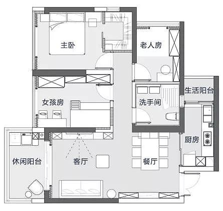 102㎡宽敞舒适,满足一家四口需求,刚需房设计典范