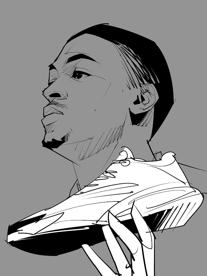 中乔体育KJ凯尔登约翰逊中国行插画海报设计 美漫写实