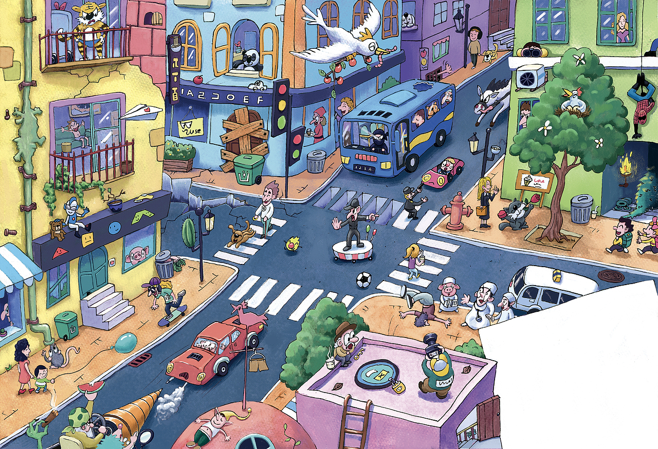 搞笑、创意插画