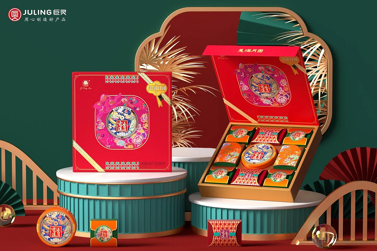 巨灵设计 x 吉香莲 | 传统大气复古插画中秋月饼礼盒（图ZMzQ3NDQ4OTUy） - 包装 - 站酷设计师广州巨灵包装设计原创素材 - 站酷ZCOOL