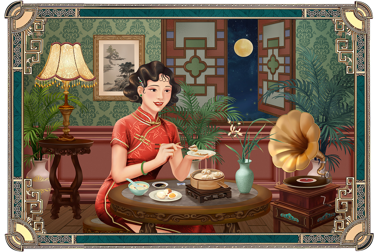 德华楼百年焕新预制产品包装升级/民国风包装插画设计