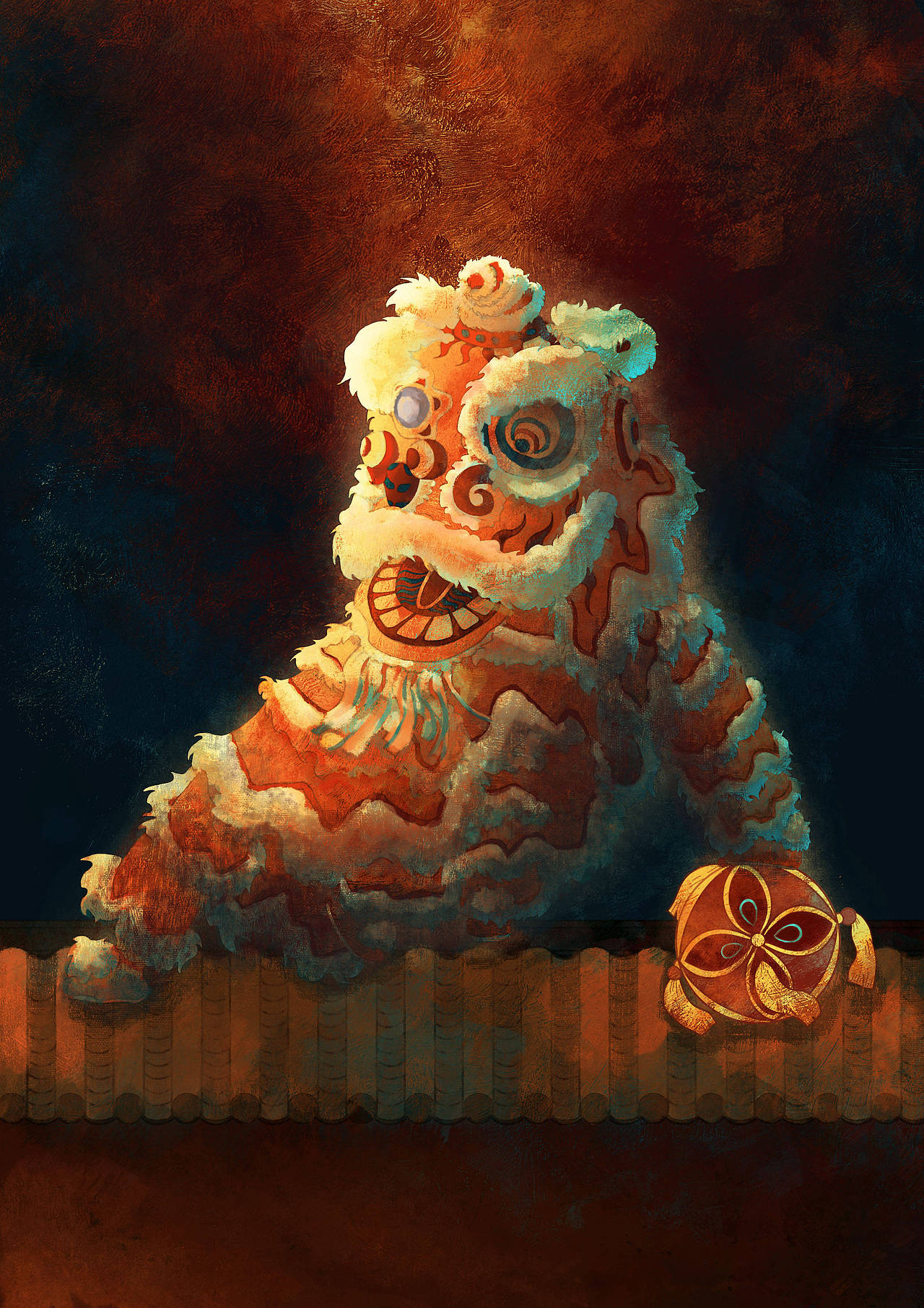 广东醒狮插画设计