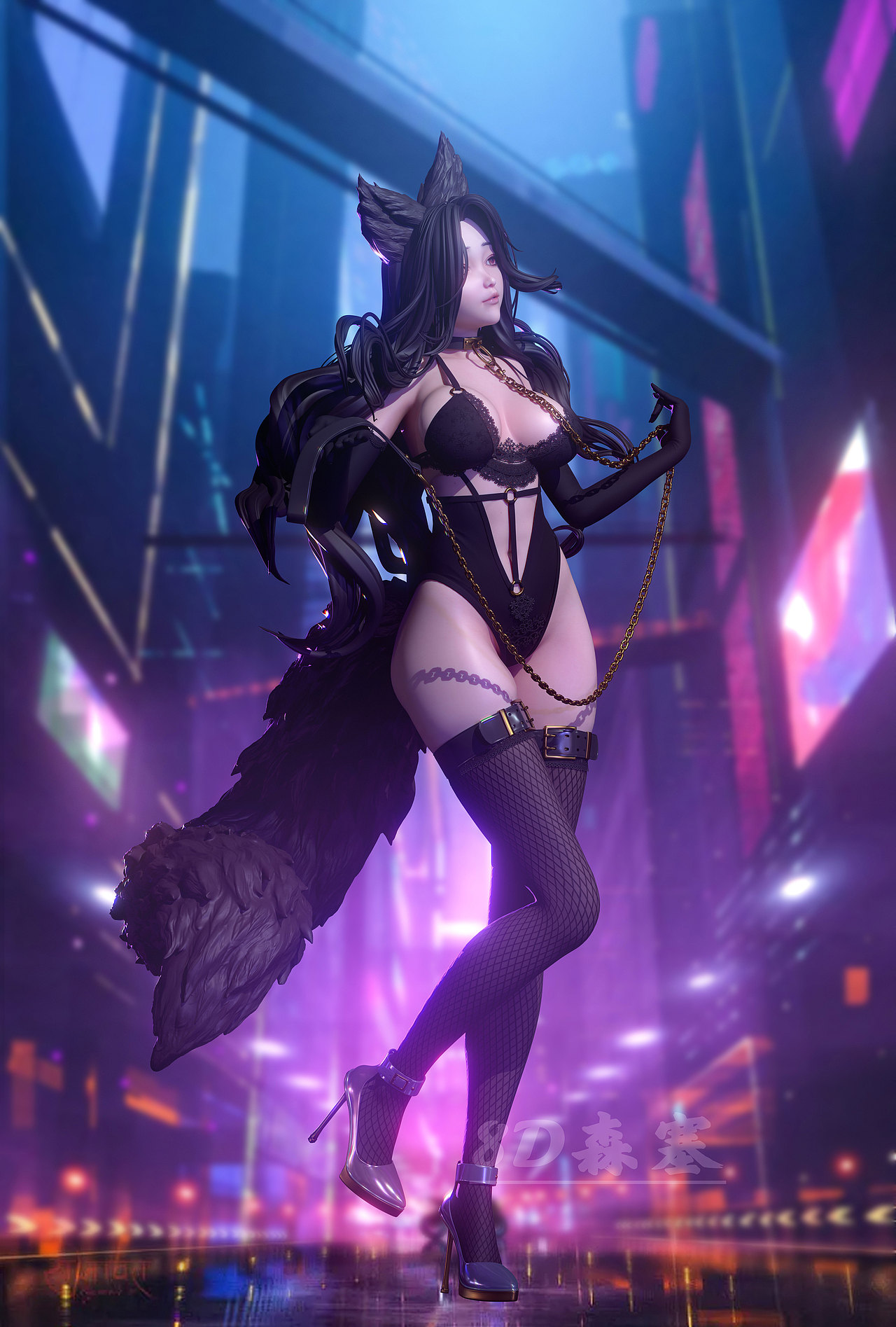 3D角色·牵引链女孩（图ZMzA3ODAzMjYw） - 动画/影视 - 站酷设计师8D森塞原创素材 - 站酷ZCOOL