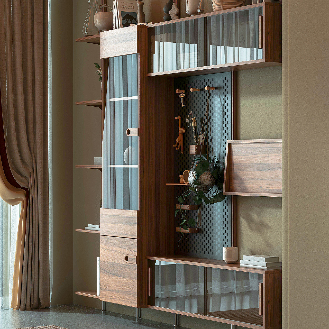 秋实墙面书柜组合