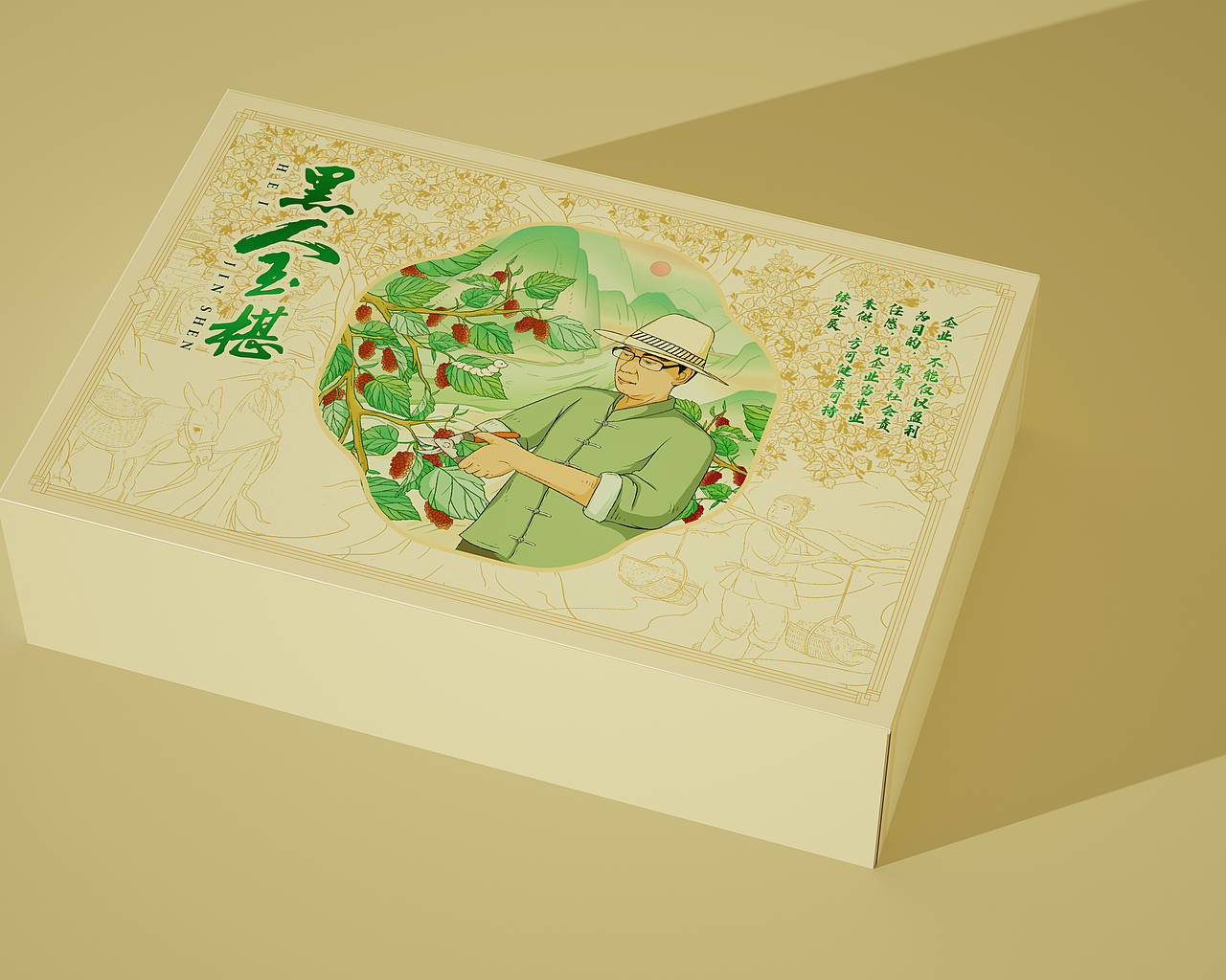 果干桑葚国风插画包装设计