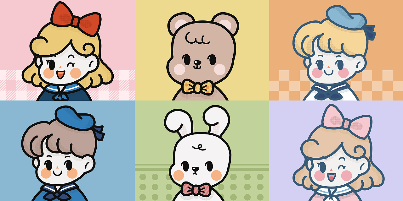 【插画设计】矢量风可爱大头设计