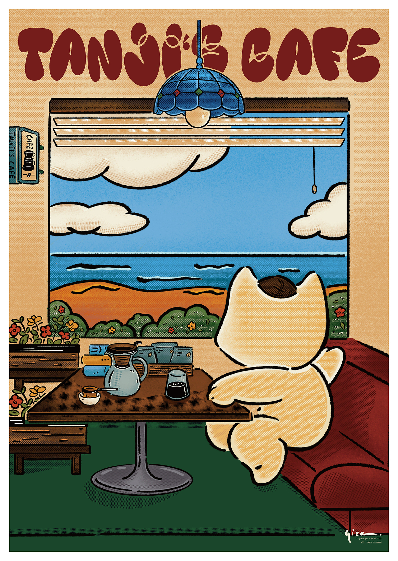 探吉咖啡商店｜复古风格插画（图ZMzIxNjA0MjEy） - 创作习作 - 站酷设计师yican意灿原创素材 - 站酷ZCOOL