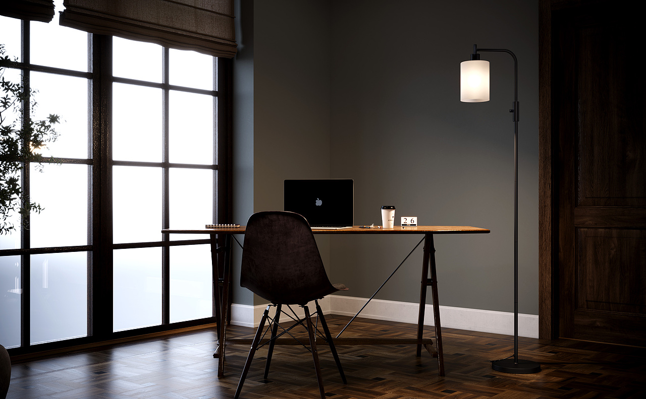 黑色七字玻璃罩灯