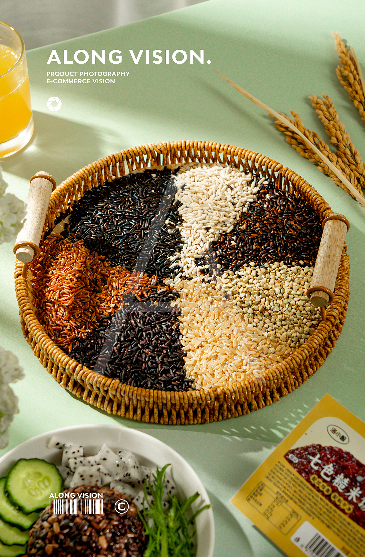 七色糙米饭团、粗粮代餐拍摄