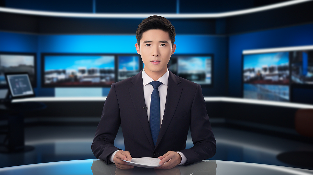 midjourney生成---电视新闻主播