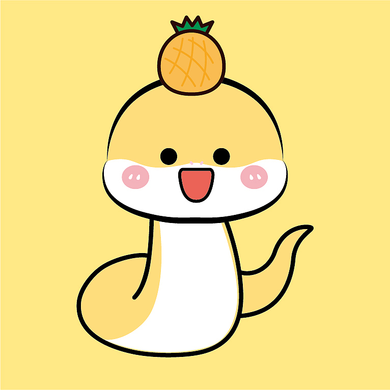 水果系列祝福蛇卡通可爱插画手绘图片素材头像