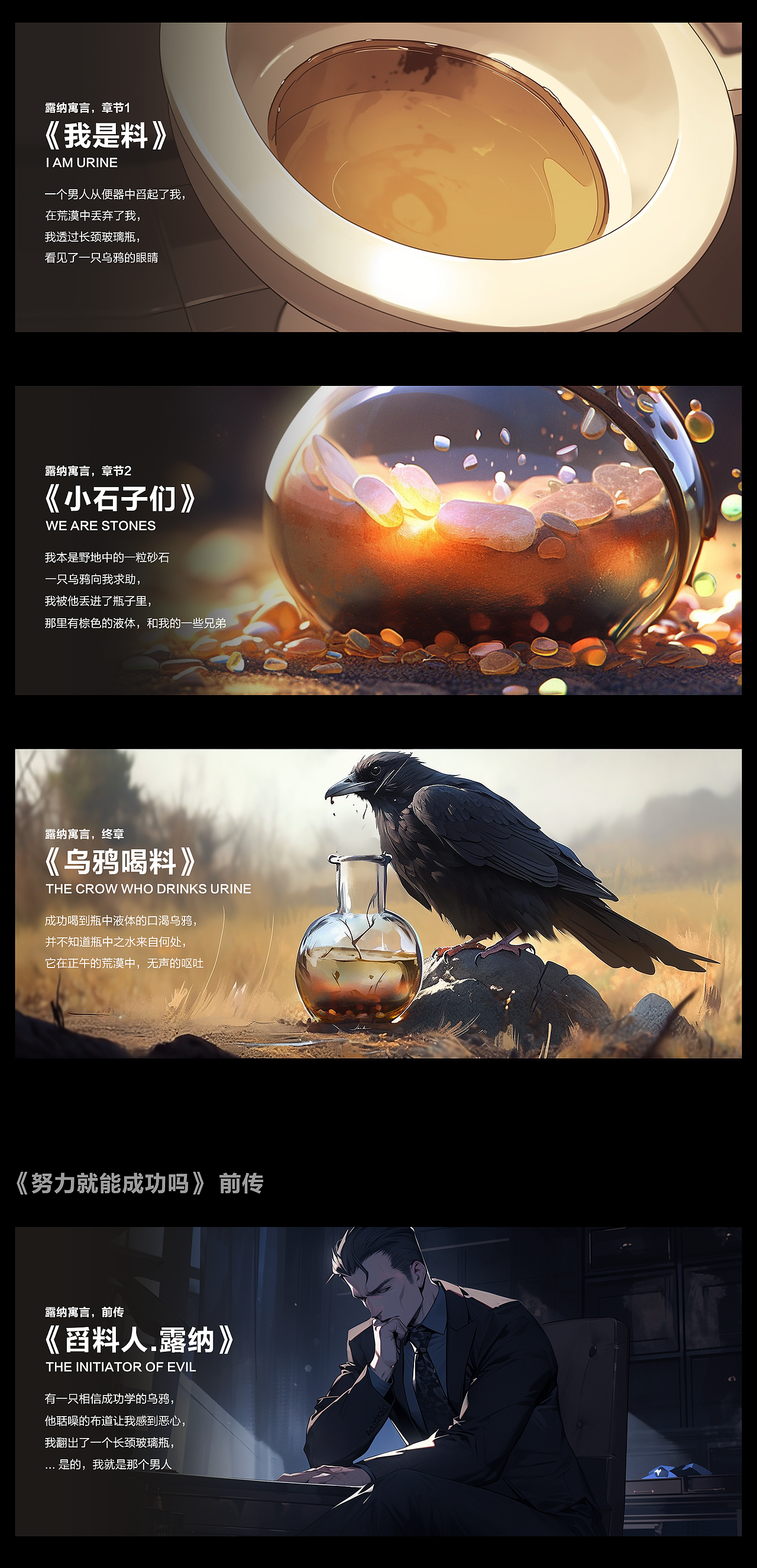 故事新编《乌鸦喝料》，又名《努力就能成功吗？》（图ZMzQyMDYwMDQ4） - AI作品 - 站酷设计师markli1969原创素材 - 站酷ZCOOL