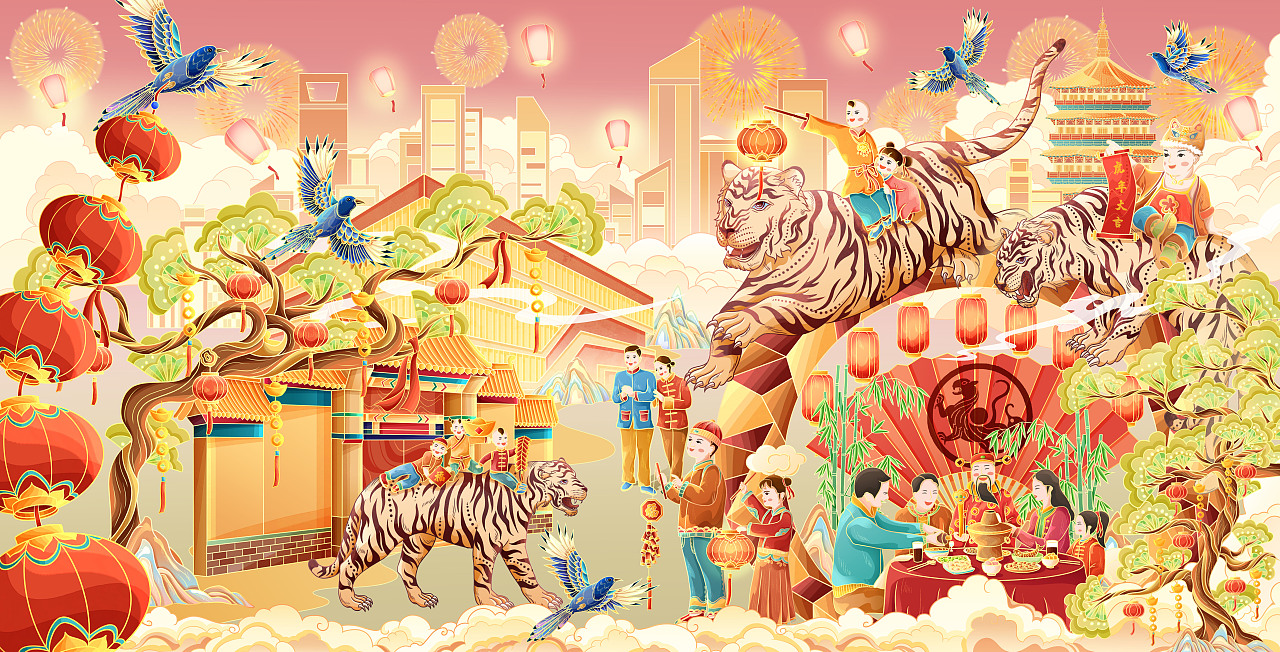 2022传统节日插画合集——春节,端午,中秋