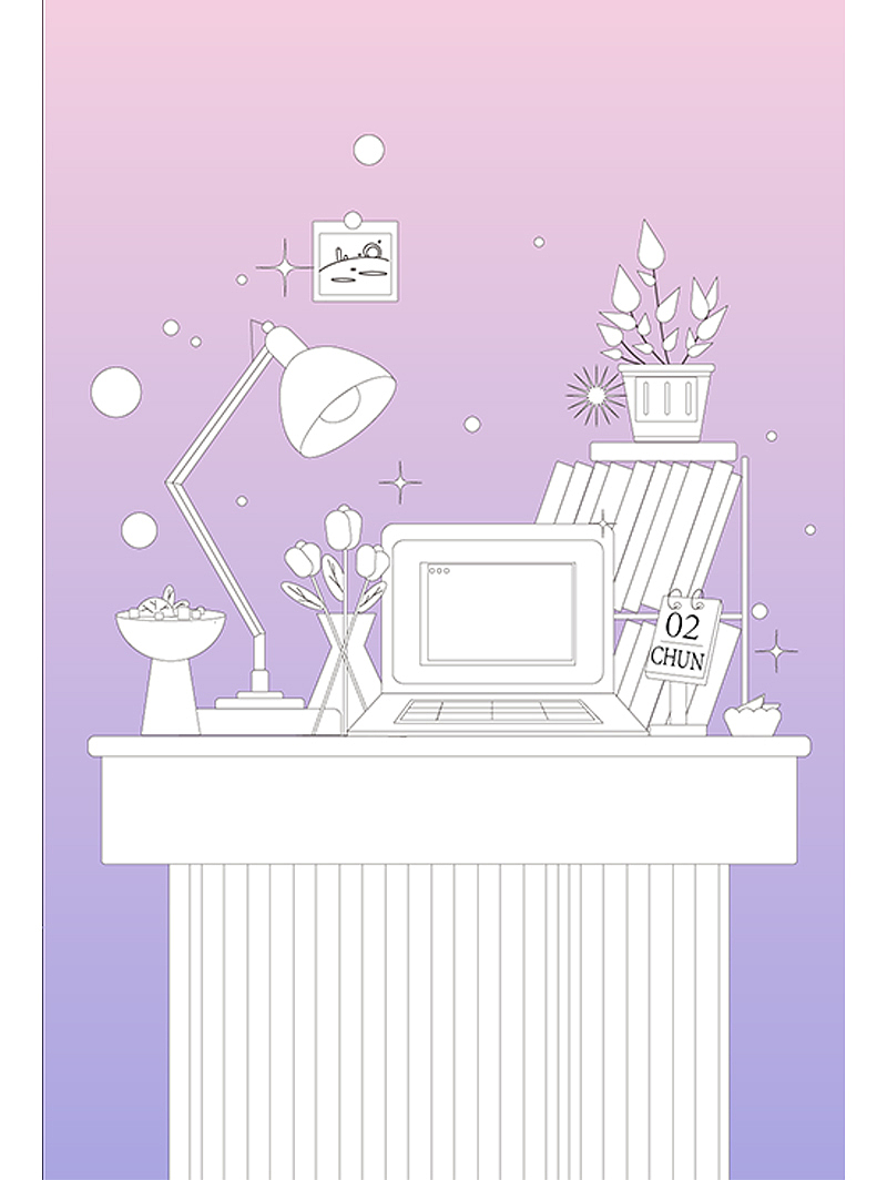 矢量扁平插画-我的书桌