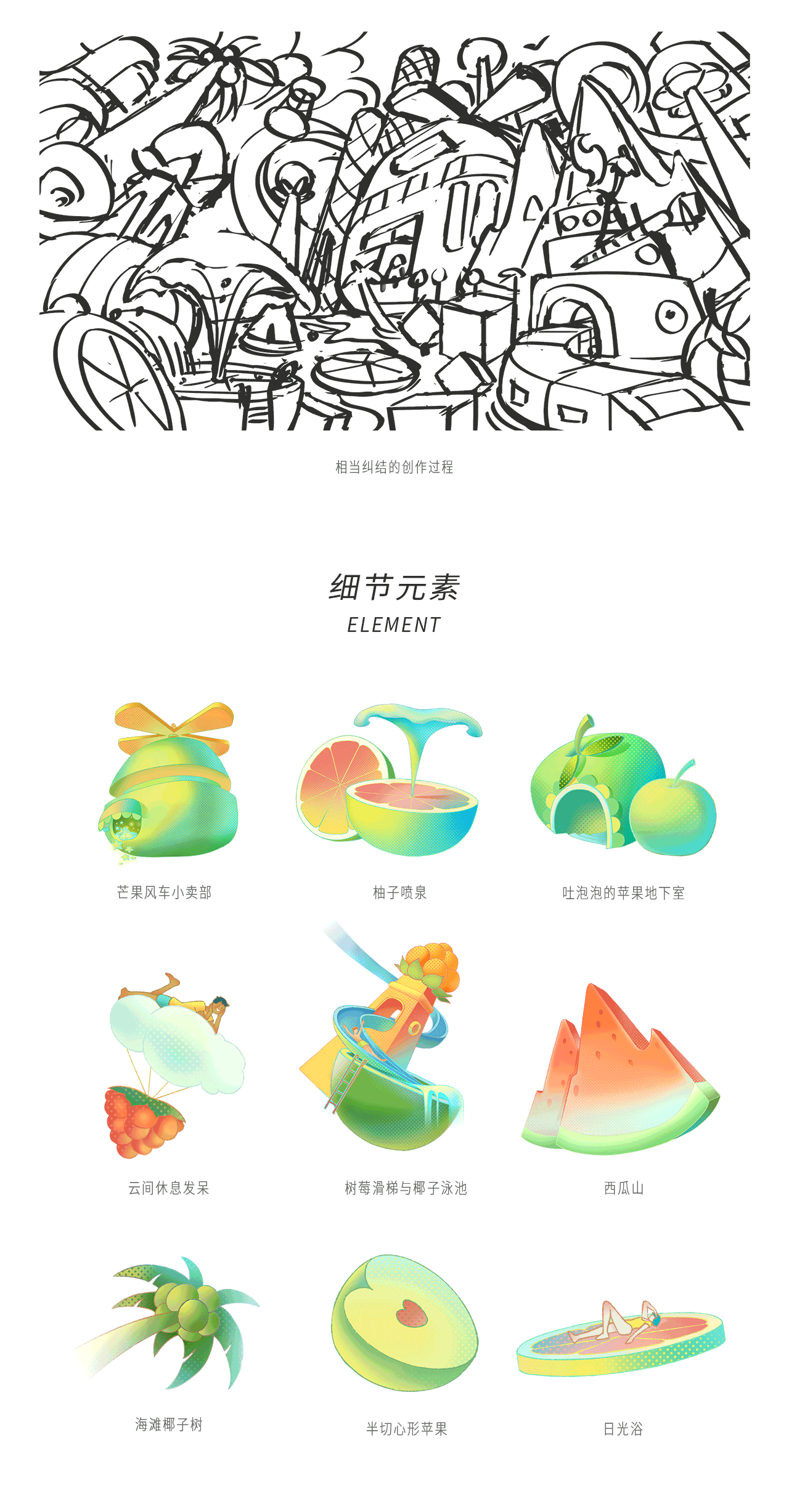 茶派的美好世界-缤纷水果沙滩（图ZMzQxOTg5MjM2） - 商业插画 - 站酷设计师风野酱原创素材 - 站酷ZCOOL