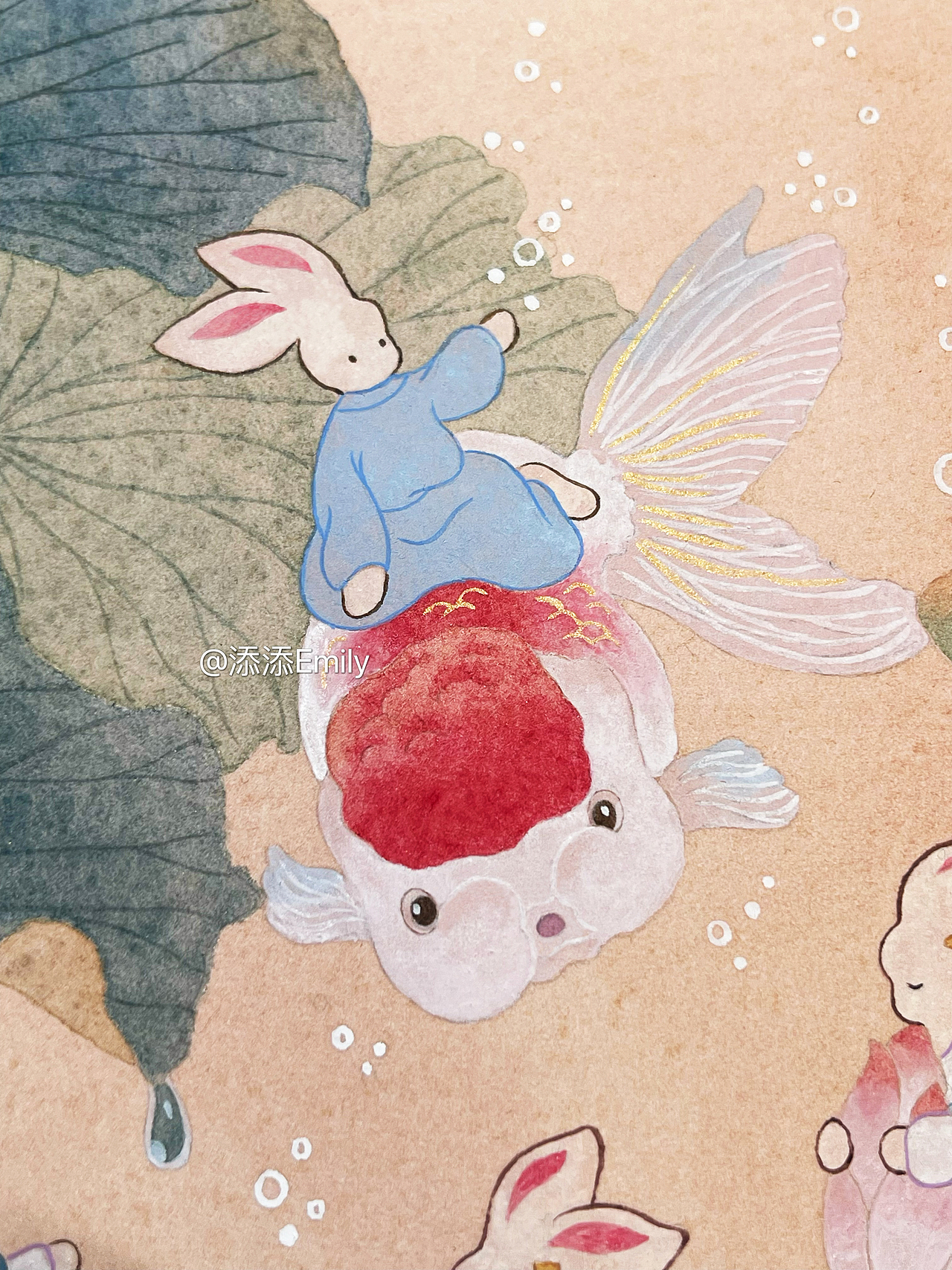 莲莲有鱼（兔崽崽系列）（图ZMzMxNzY1NzA0） - 商业插画 - 站酷设计师添添Emily原创素材 - 站酷ZCOOL