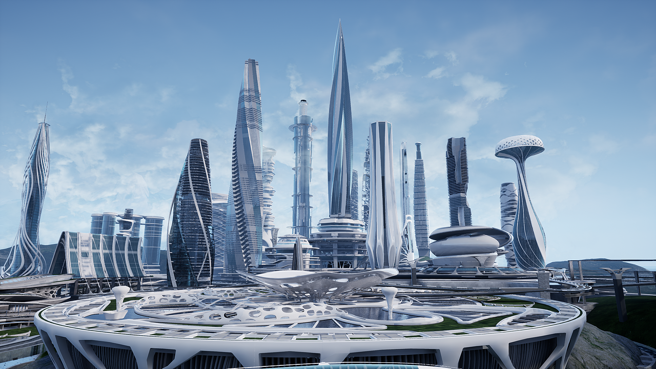 未来城市三维场景设计制作:线上发布会舞台场景设计