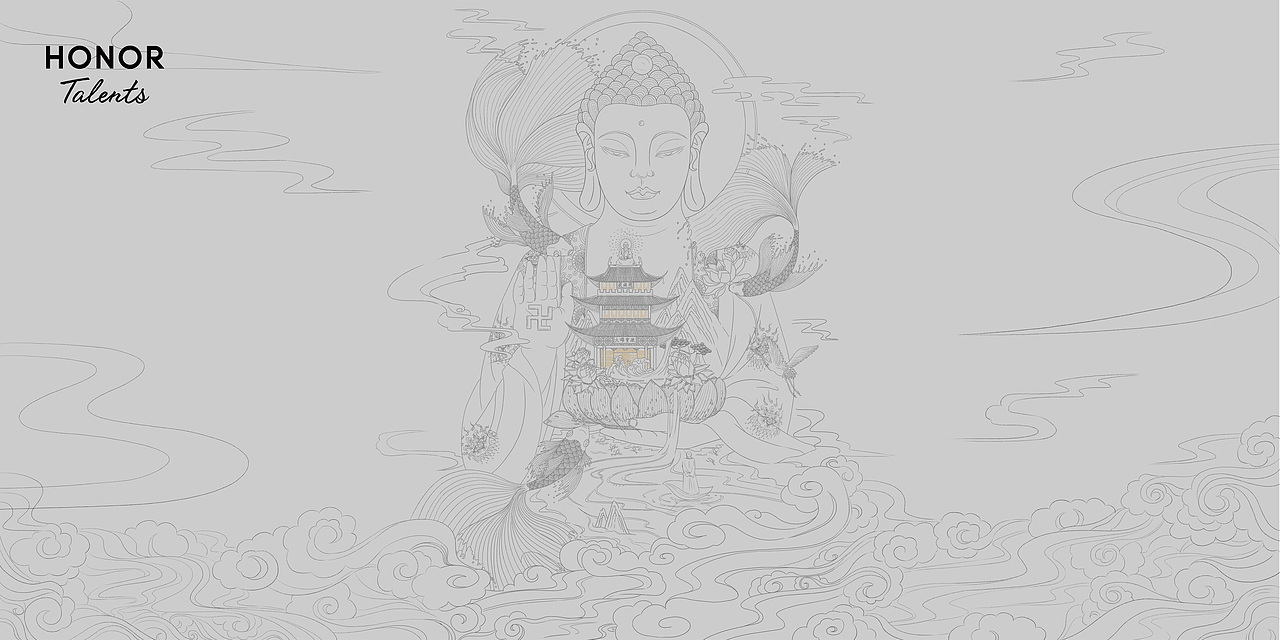 国风大佛插画-休明盛世