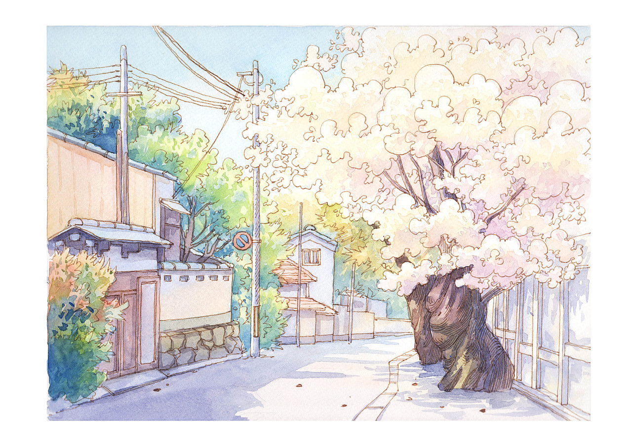 樱花手绘过程图（图ZMzMyNzM0OTk2） - 绘画 - 站酷设计师春叶Seven原创素材 - 站酷ZCOOL