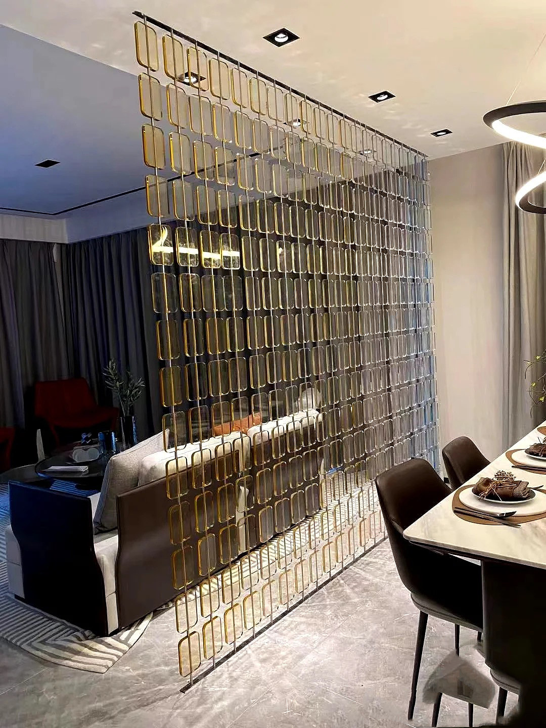 亚克力屏风隔断轻奢软装沙发装饰陈列磨砂旋转屏风道具