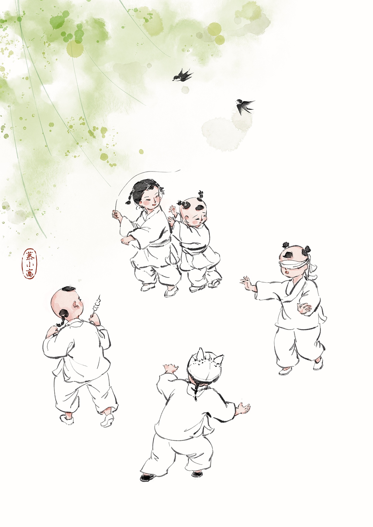 春乐-瞎子摸鱼（图ZMzM1NTExNzM2） - 儿童插画 - 站酷设计师l慕小离原创素材 - 站酷ZCOOL