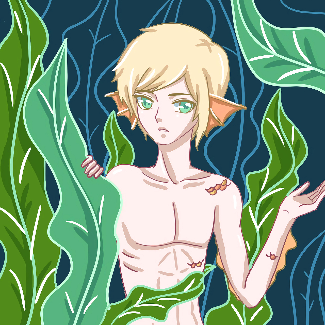 碧海人鱼（图ZMzIxODI3MTEy） - 艺术插画 - 站酷设计师小阿绯原创素材 - 站酷ZCOOL