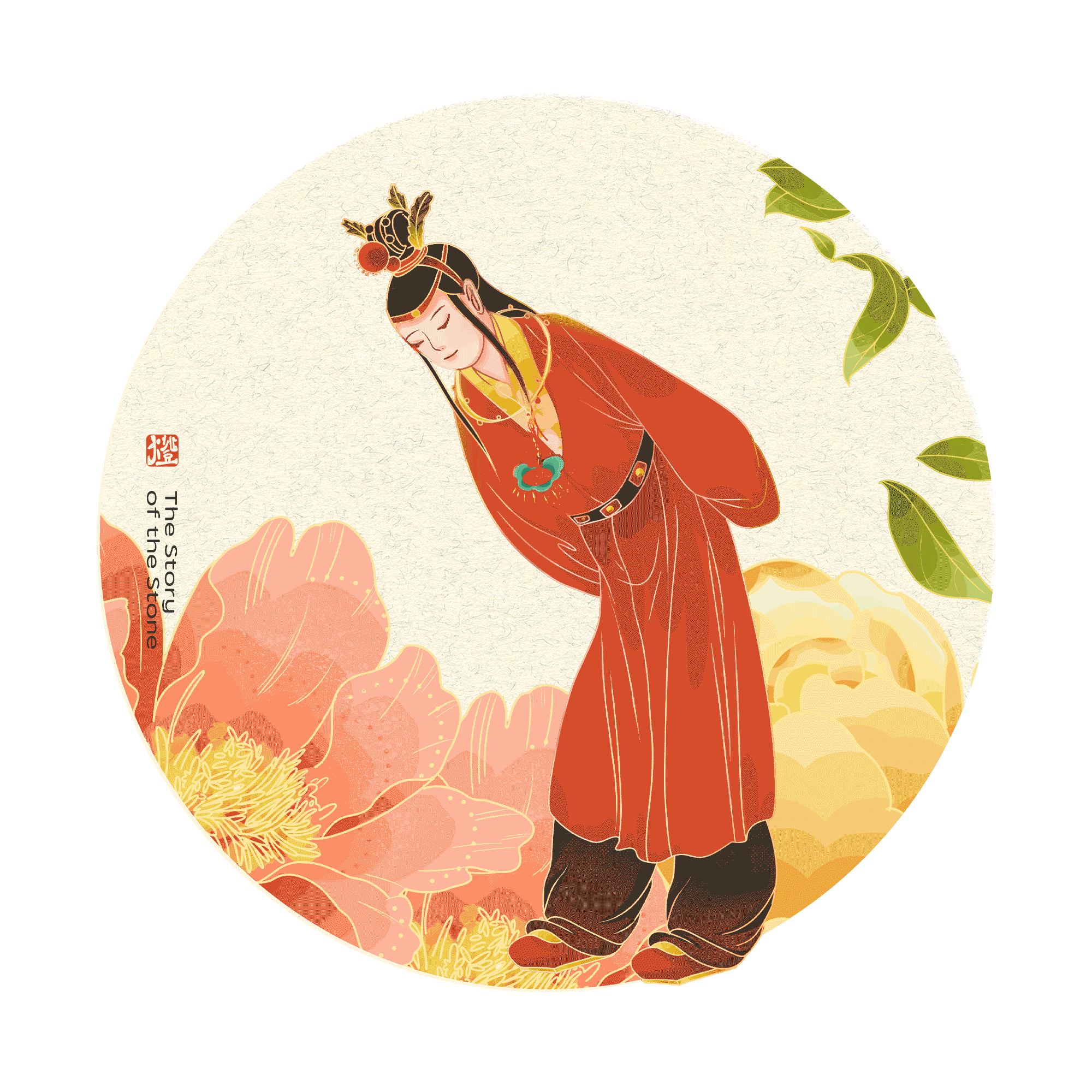 「圆我一个红楼梦」·湘云醉卧芍药丛（图ZMzA2NzA0NTAw） - 商业插画 - 站酷设计师灯灯dD原创素材 - 站酷ZCOOL