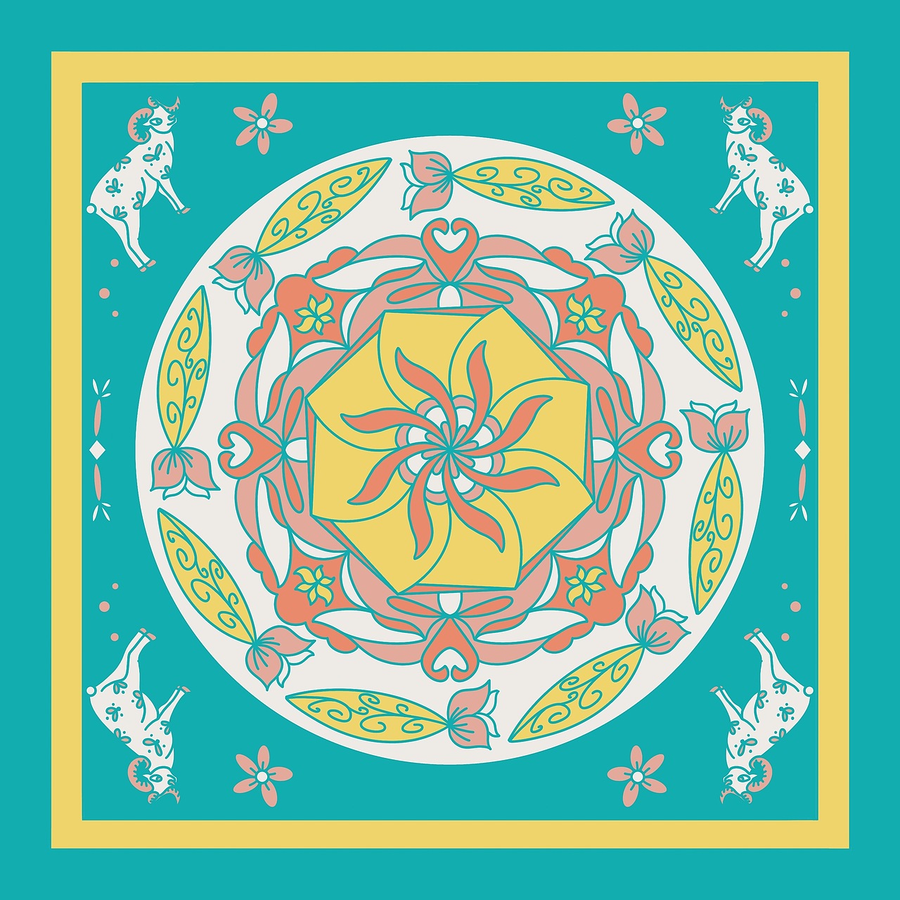 十二生肖系列丝巾原创图案原创设计(8)羊