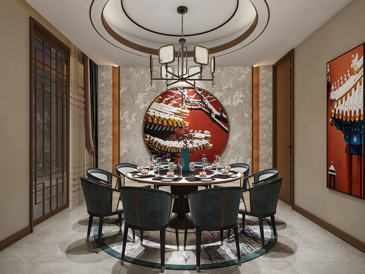 中式火锅店（图ZMzEyMzg2OTgw） - 酒店餐饮设计 - 站酷设计师人间小西瓜原创素材 - 站酷ZCOOL