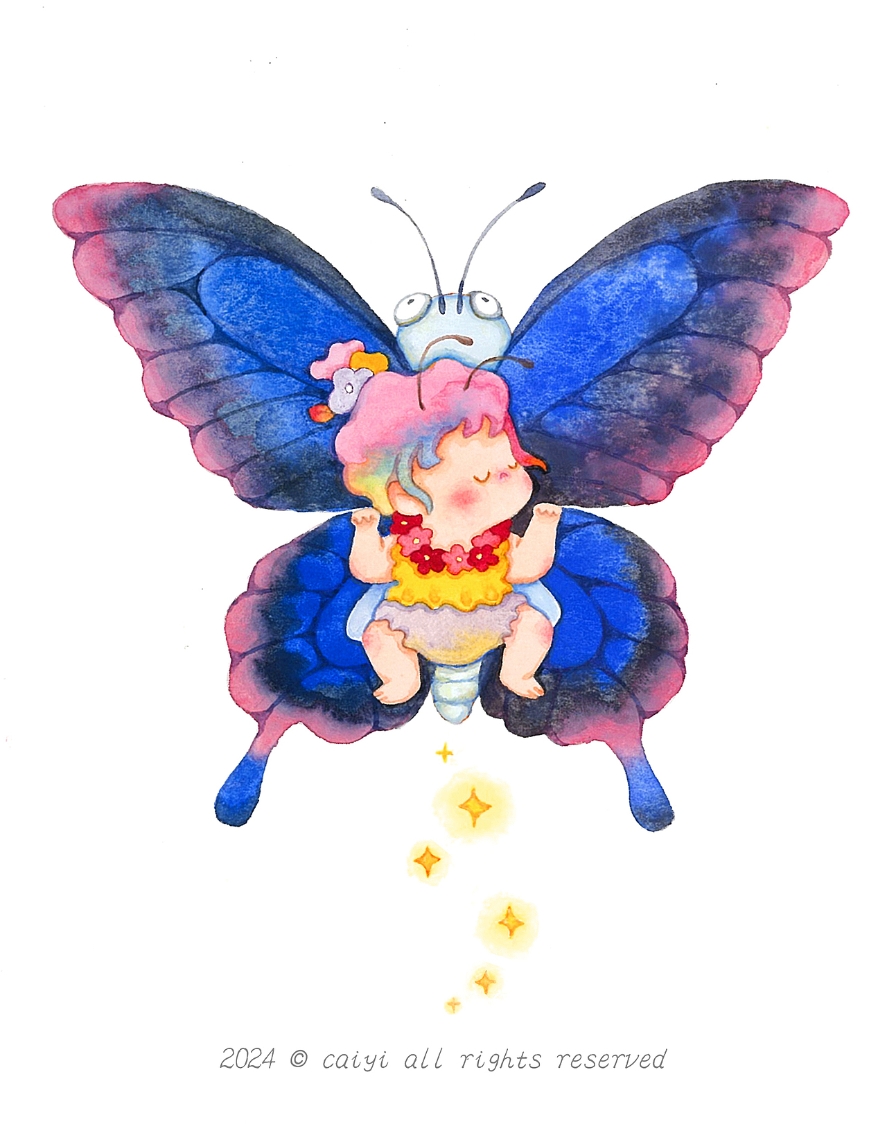 《睡眠宝宝》水彩治愈系列插画