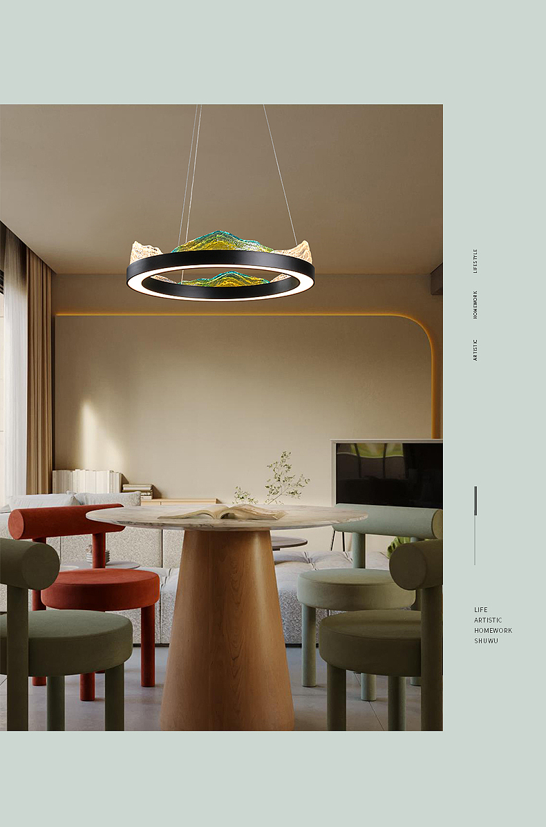 只此青绿室内设计灯具创意软装实木吊灯