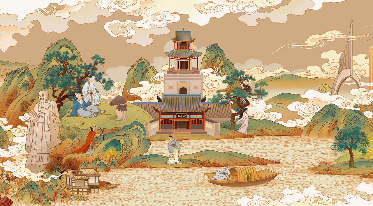 荆门丨城市之心投影长卷（图ZMzUxMTI1MTgw） - 商业插画 - 站酷设计师花花大王happy原创素材 - 站酷ZCOOL