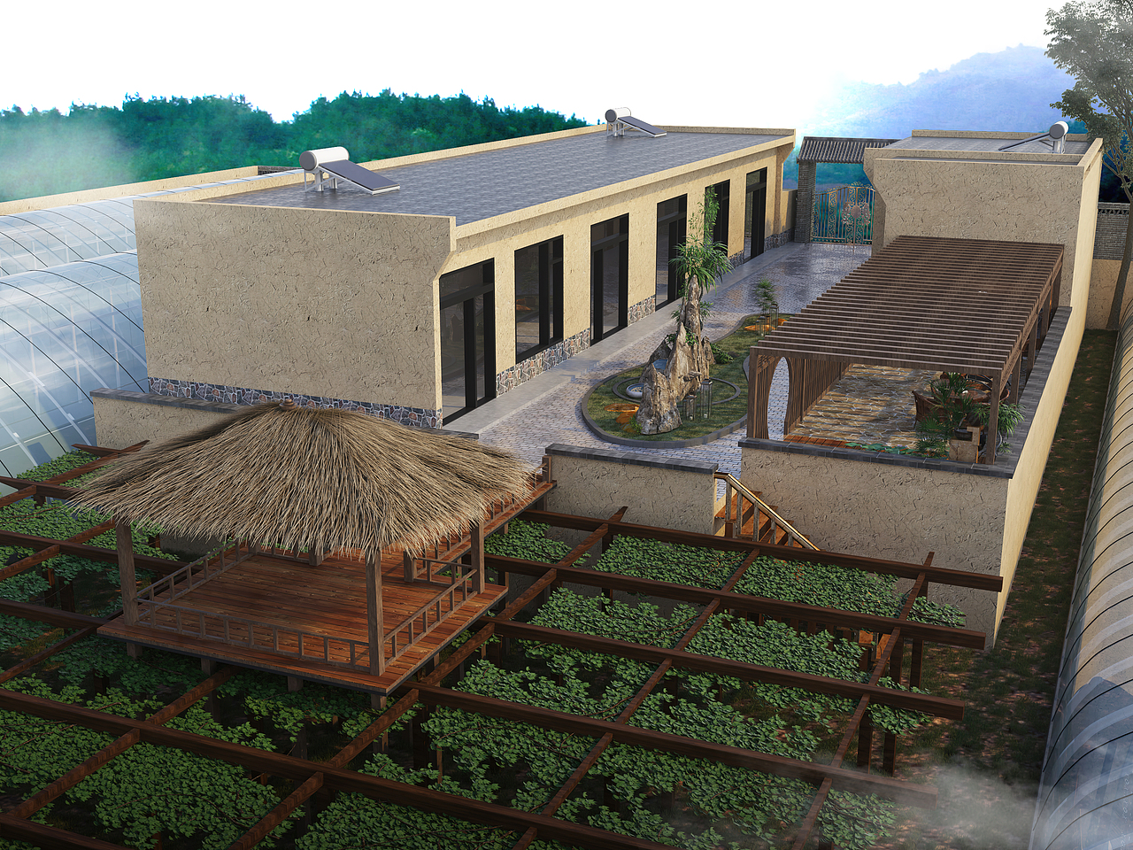 民宿景观庭院（图ZMjk3OTI2NzYw） - 景观设计 - 站酷设计师轩晨空间表现原创素材 - 站酷ZCOOL