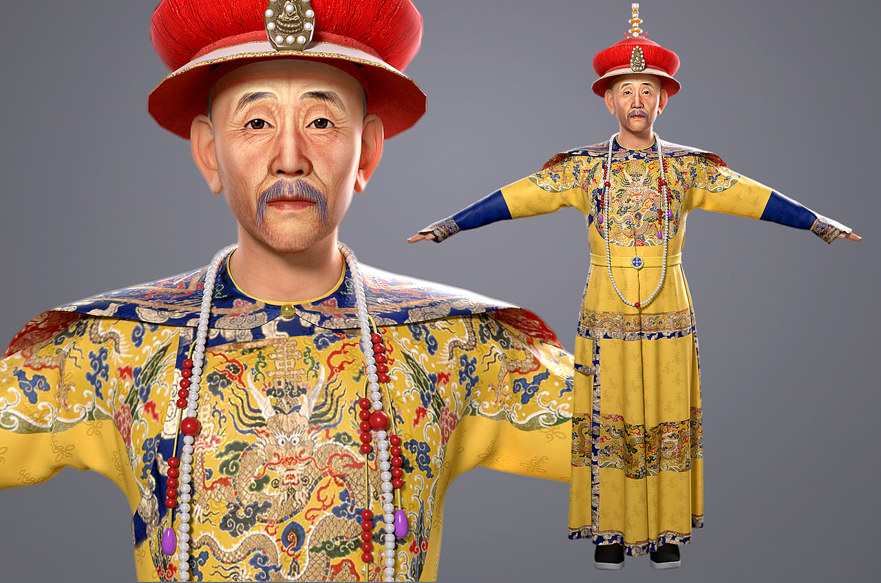 清朝康熙皇帝古装人物模型两套服装