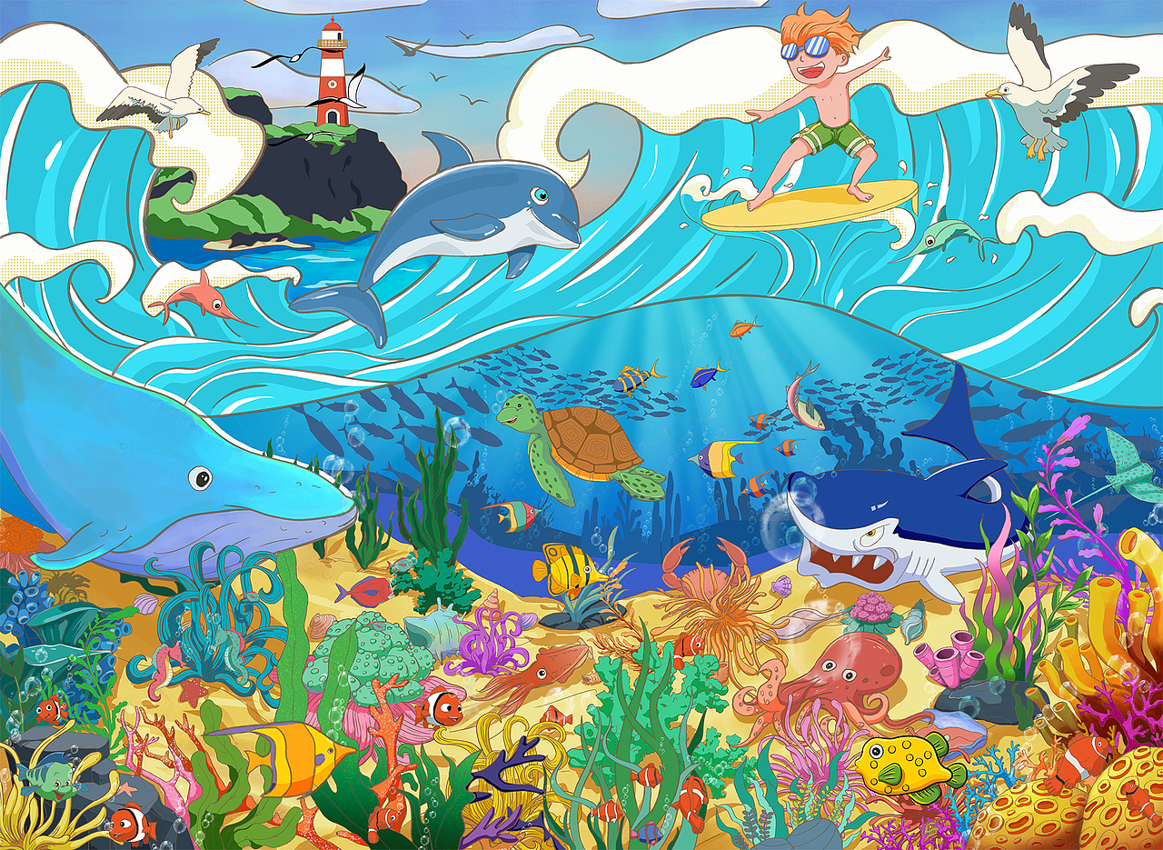 森林/沙漠/海洋/冰川系列儿童插画