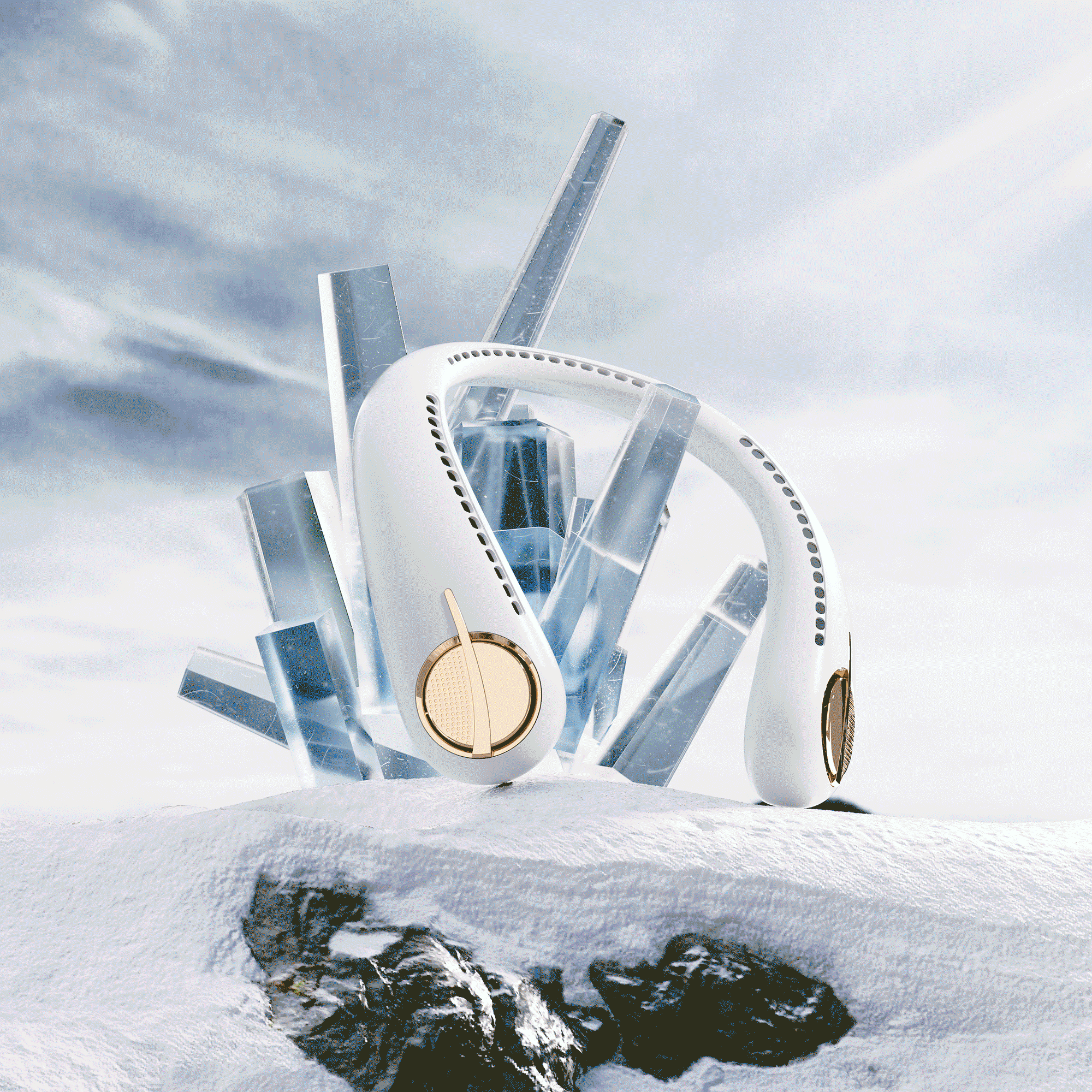 【Benks品牌—挂脖风扇渲染】 Render（图ZMzIwODU5NDY0） - 产品 - 站酷设计师月京舞梨原创素材 - 站酷ZCOOL