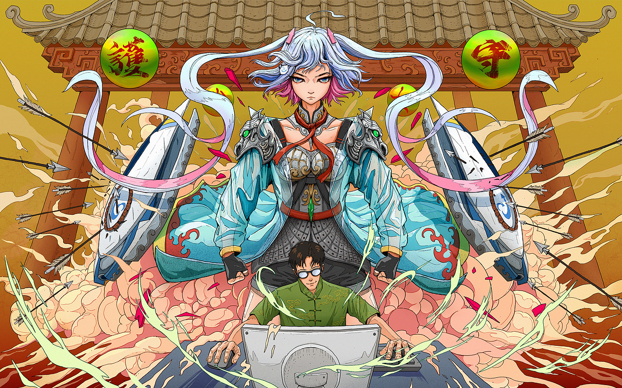 金山毒霸少女（图ZMzI1NzY4MTA4） - 商业插画 - 站酷设计师wuli熊吉原创素材 - 站酷ZCOOL