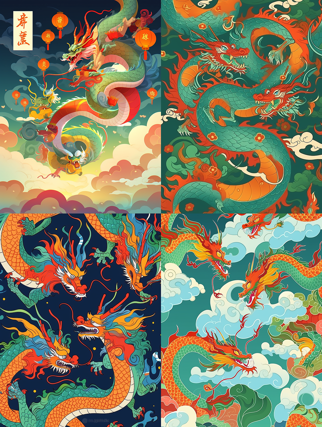 龙年插画红包手机壳龙年生肖2024