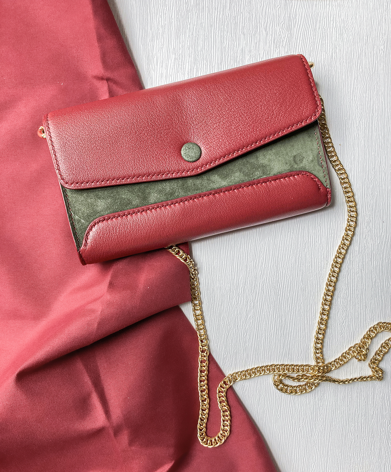 手工皮具-撞色信封包