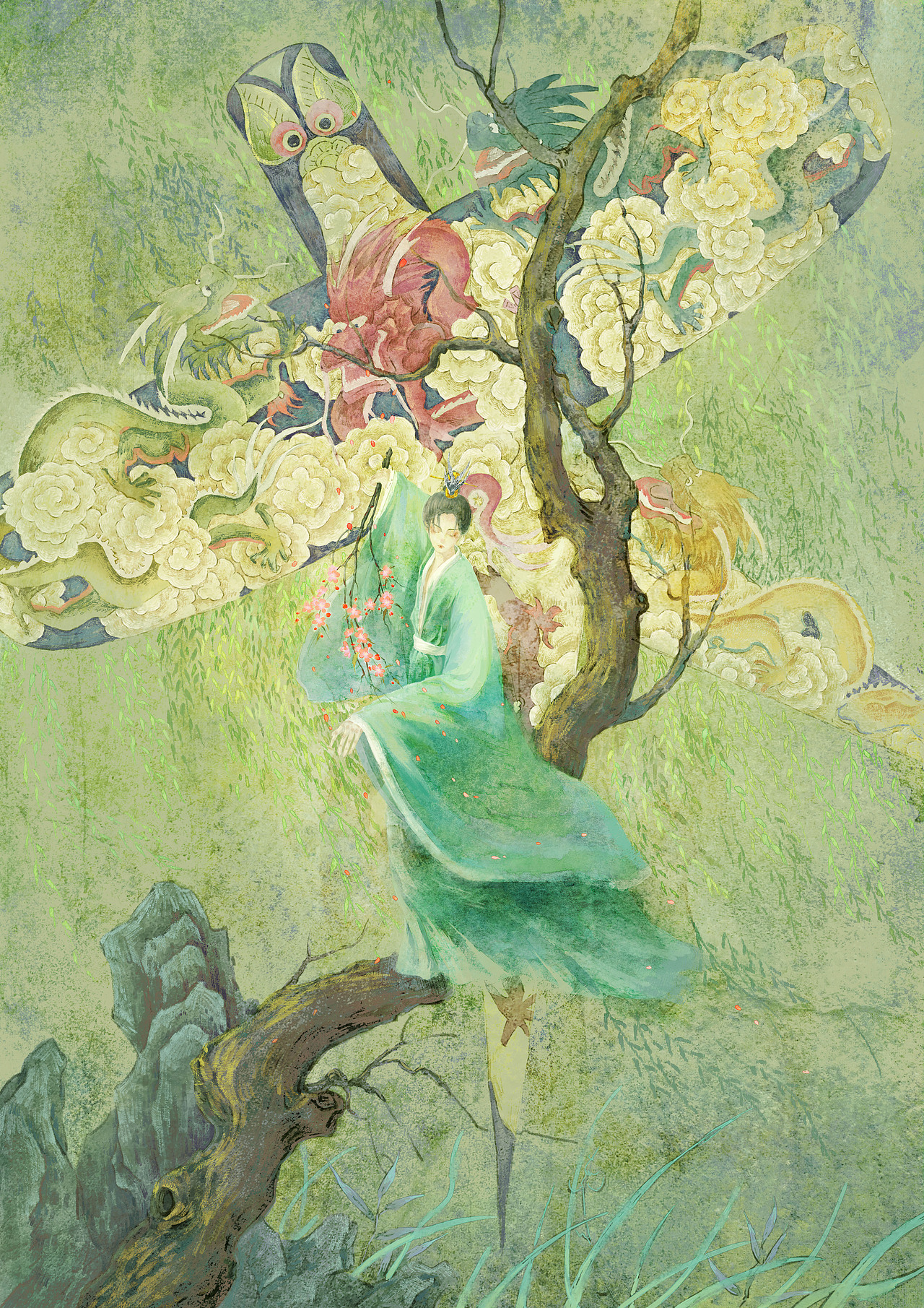 聊赠一枝春（图ZMjk4MzcwMDQw） - 商业插画 - 站酷设计师芝麻_汤圆_原创素材 - 站酷ZCOOL