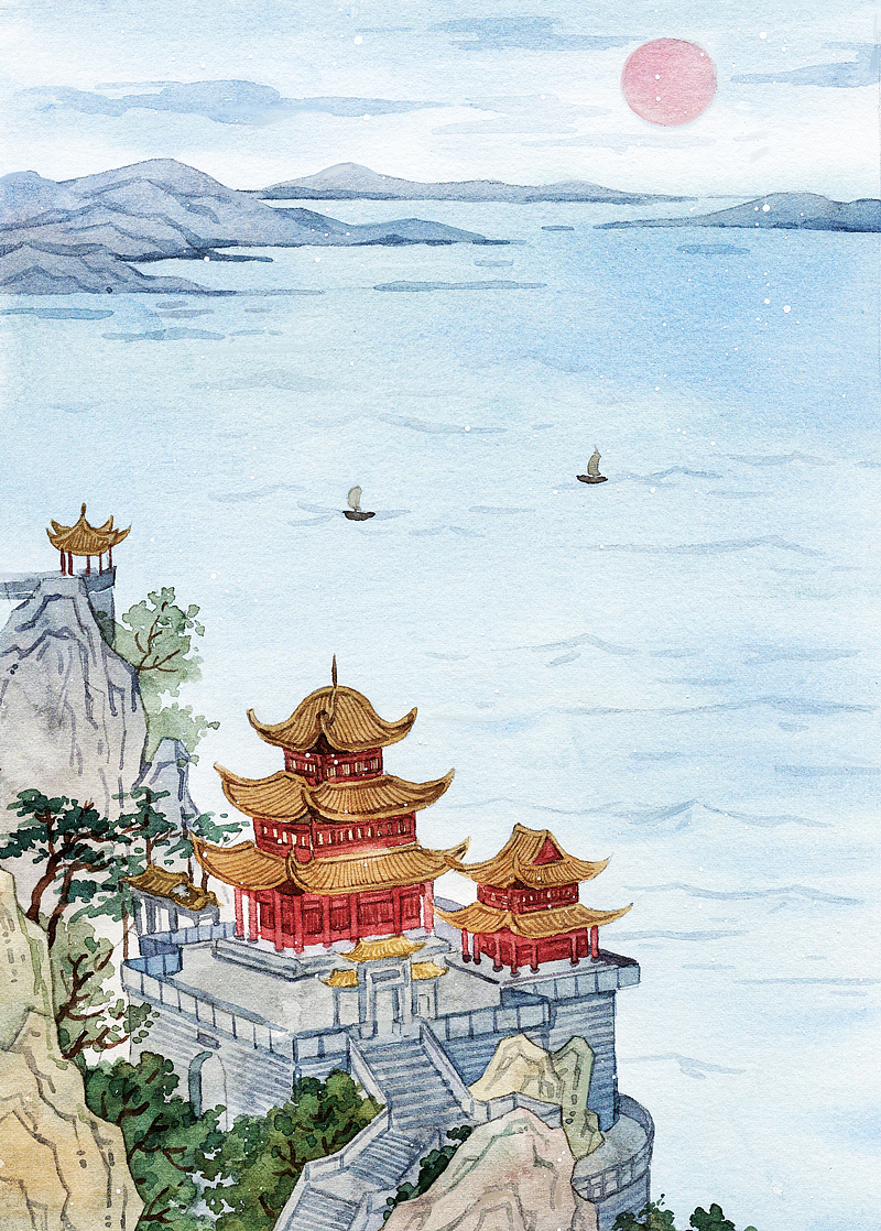 《陪族叔刑部侍郎晔及中书贾舍人至游洞庭》