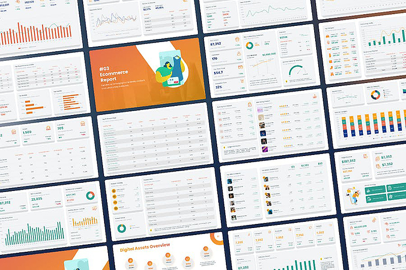 财务数据仪表板市场数据总结报告图形图表keynote模板