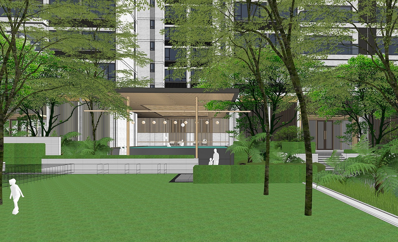 现代居住区大区景观SU模型下载