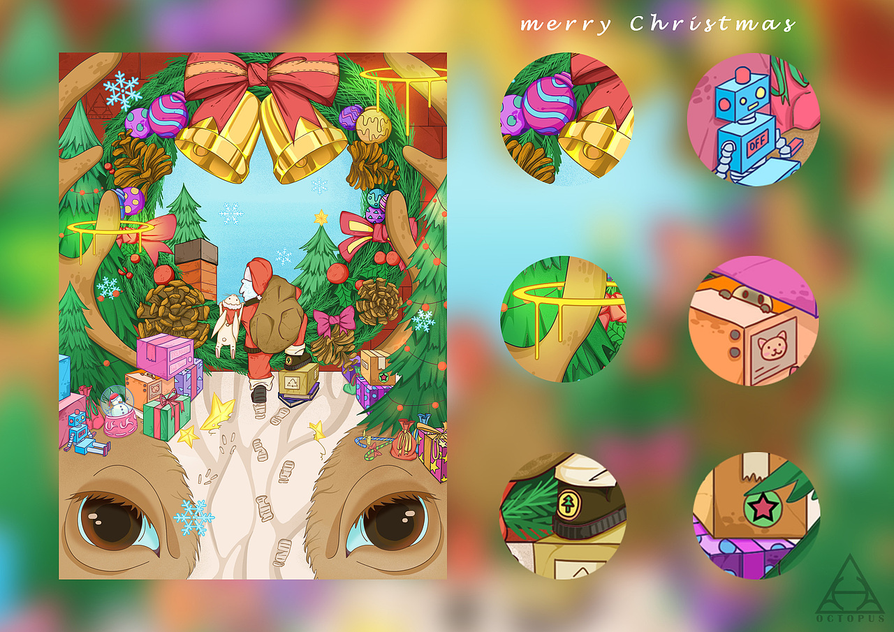 圣诞节 | 礼物派发中（图ZMzI0NDE3OTQw） - 创作习作 - 站酷设计师爪八鱼原创素材 - 站酷ZCOOL