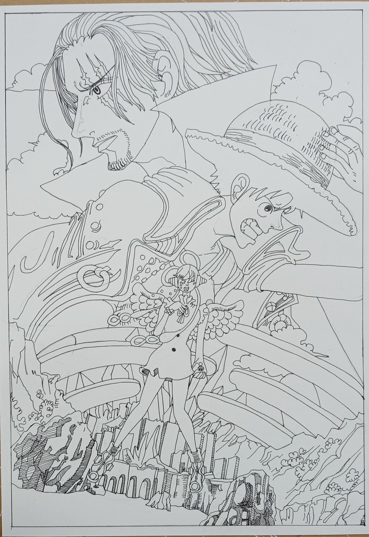 针管笔手绘—红发歌姬