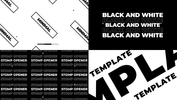 PR模板|时尚快闪创意节奏文字标题黑白设计片头动画