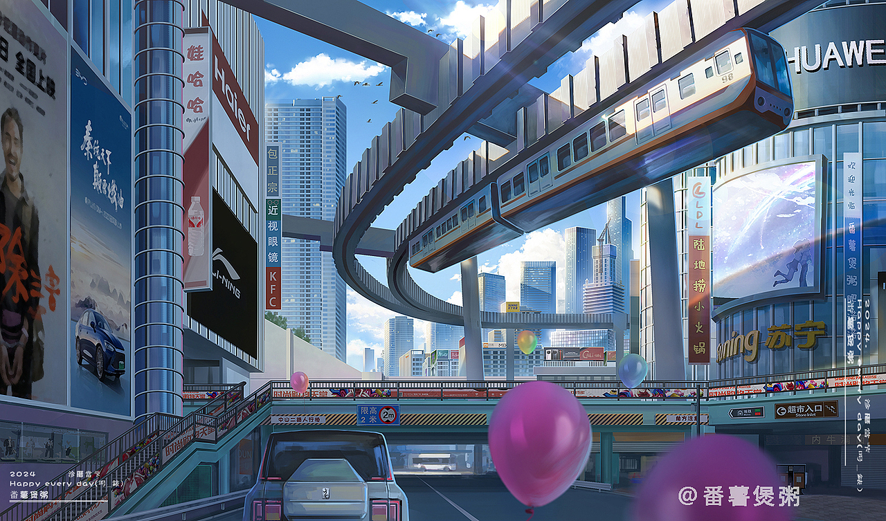 二次元场景街道（图ZMzY1ODk1MzA4） - 游戏原画 - 站酷设计师番薯煲粥原创素材 - 站酷ZCOOL