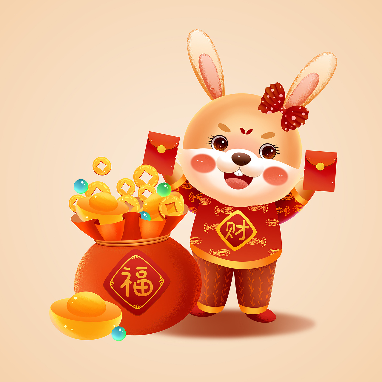 癸卯兔年新年插画 恭喜发财（图ZMzIwNzU0ODY0） - 商业插画 - 站酷设计师紫陌琉璃原创素材 - 站酷ZCOOL
